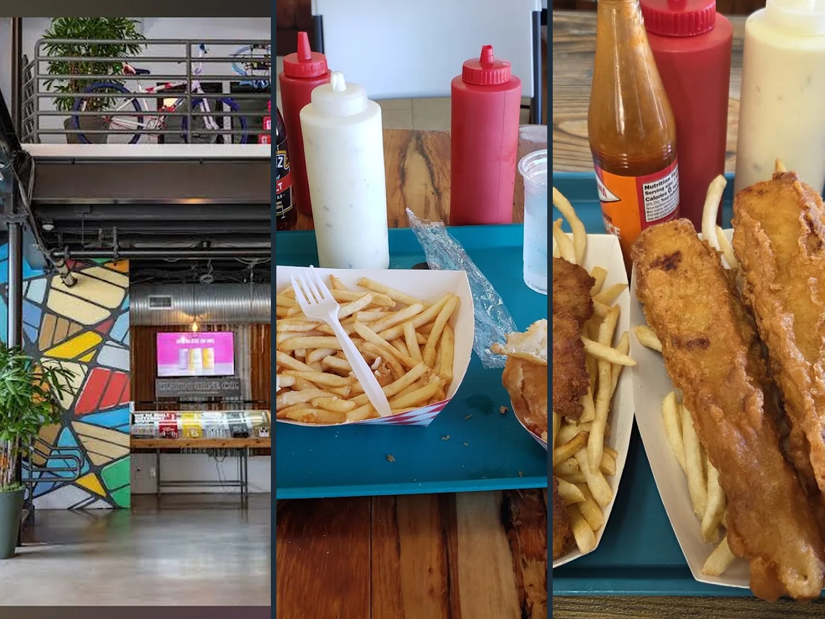 Fish and chips served on a simple plate.