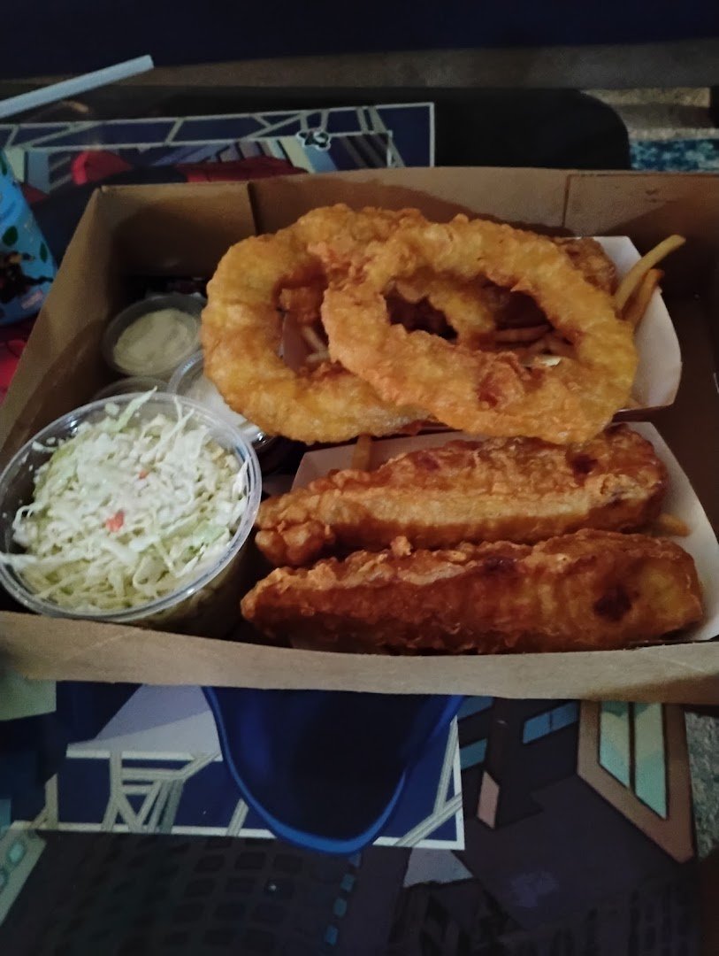 Crispy fried seafood with tartar sauce.